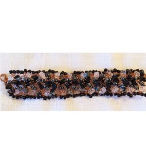 Wide artisan made beaded bracelet copper wire